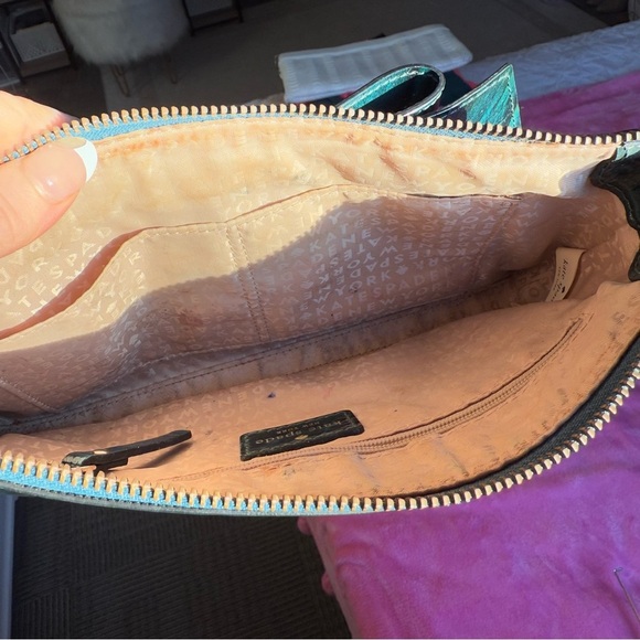 Kate Spade Emerald Green and Gold Bow Shoulder Purse - Picture 6 of 6